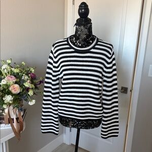 a new day Black and White Striped Sweater